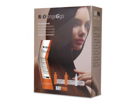 KAY PRO NO ORANGE GIGS rinkinys skirtas dažytiems tamsiems plaukams, neutralizuoja nepageidaujamą oranžinį/raudoną atspalvį (350 ml+350ml+200ml)